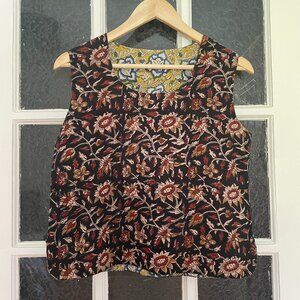 Reversible floral printed top, 15” wide / 20” shoulder to hem